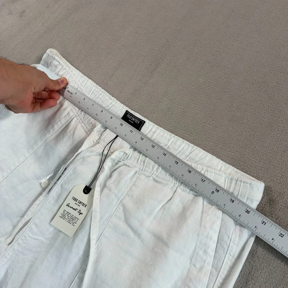 TODD SNYDER Straight Fit 100% Linen Beach Pants in White Men 2XL Drawcord NWT
